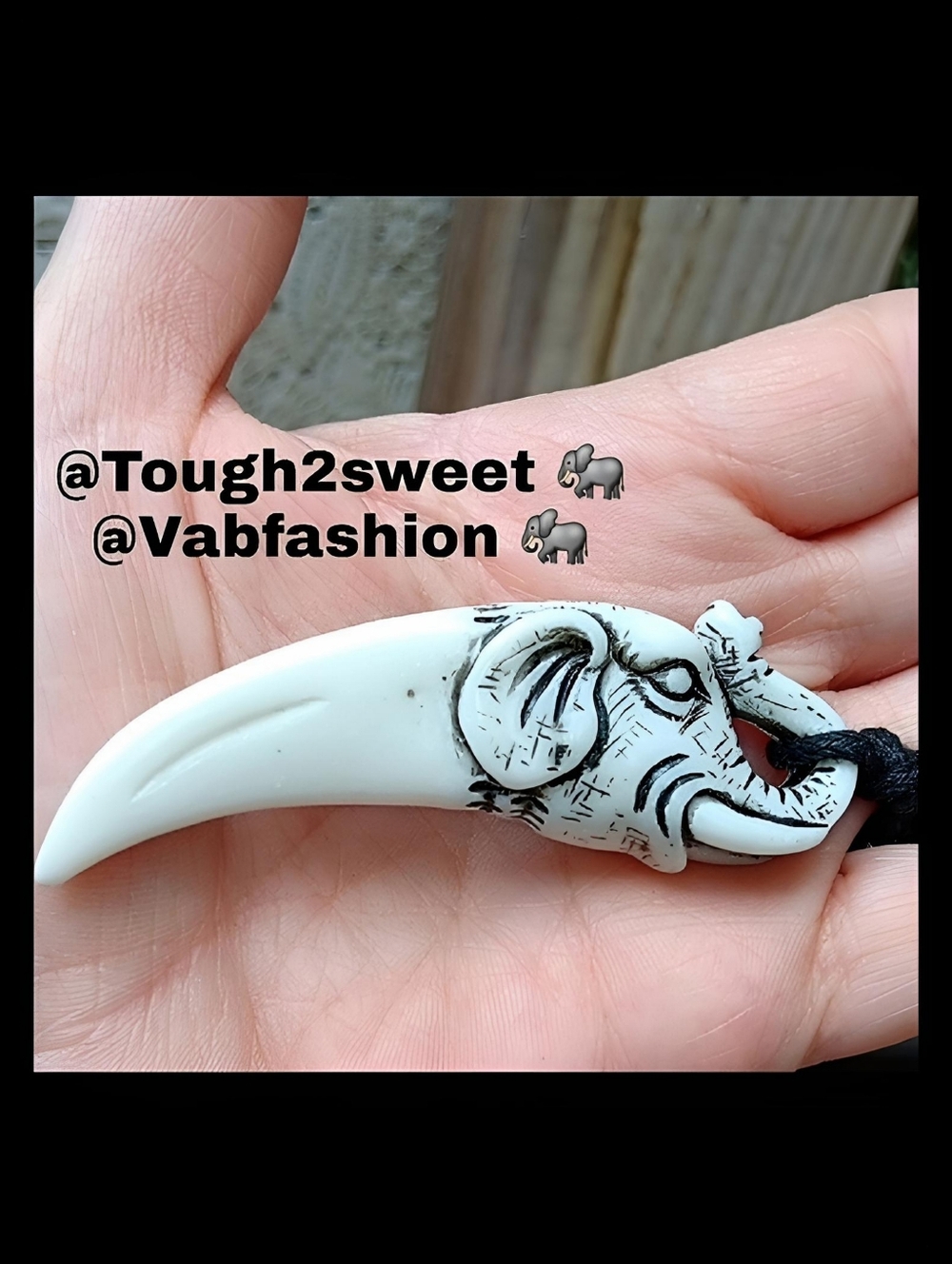 🆕️ARTISAN CARVED RESIN HIGHLY DETAILED ADJUSTABLE ELEPHANT NECKLACE (EL9)